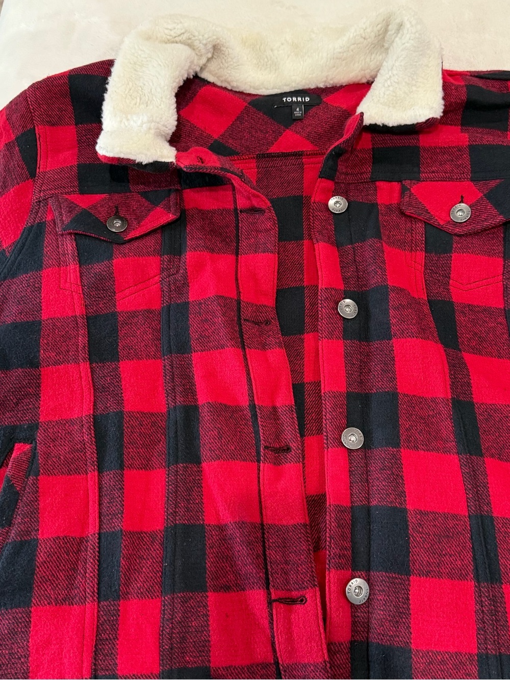 Torrid Red & Black Buffalo Plaid Teddy-Lined Jacket